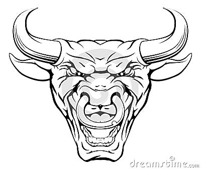 Tough Bull Mascot Face Vector Illustration