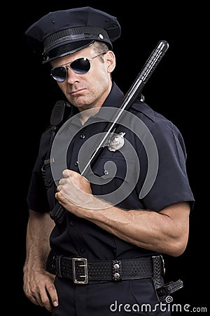 Tough cop in uniform Stock Photo