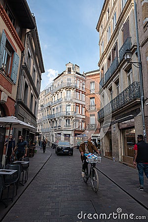 People downtown in the city of Toulouse in the summer of 2022 Editorial Stock Photo