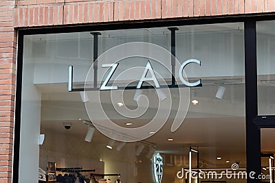 Izac sign logo and text brand store men boys boutique fashion shop Editorial Stock Photo