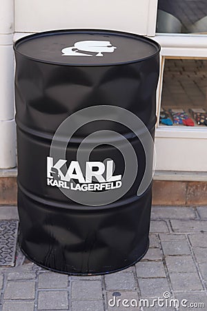 Karl lagerfeld logo brand and text sign Premium shop Outlets German fashion designer Editorial Stock Photo