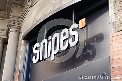 snipes logo and sign text front of store fashion brand cosmetic boutique Editorial Stock Photo