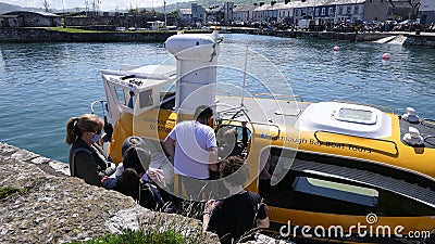 Tour boat with passengers on the Irish sea Carnlough Village Northern Ireland 5th July 2021 Editorial Stock Photo