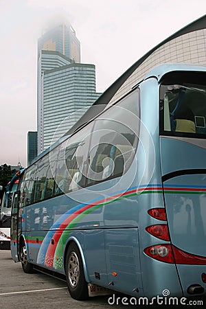 Tour bus in Honk Kong Stock Photo