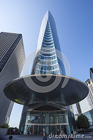 The Tour EDF office Skyscraper at La Defense. Editorial Stock Photo