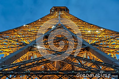 Tour Eiffel in Paris at night. Editorial Stock Photo