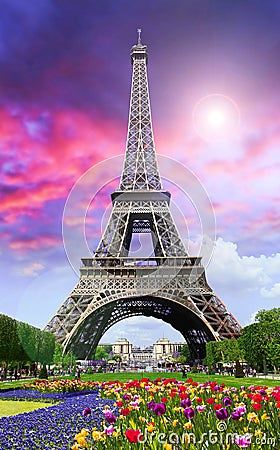 Tour Eiffel on sunset Stock Photo