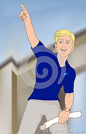 Tour Guide Comic Illustration Stock Photo