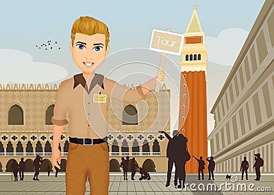 Tour guide in Venice Stock Photo