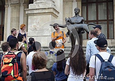 Tour guide working Editorial Stock Photo