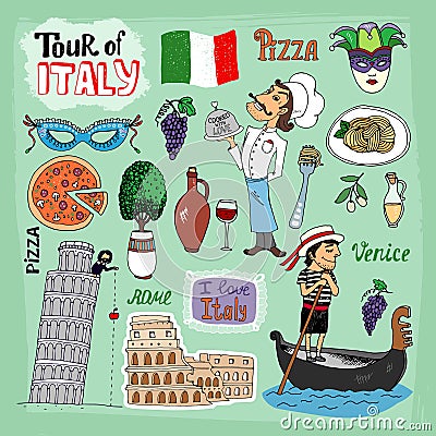 Tour of Italy illustration Vector Illustration