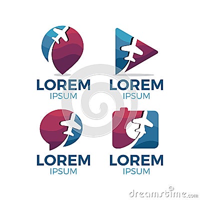 Tour and Travel Logo Set Vector Illustration