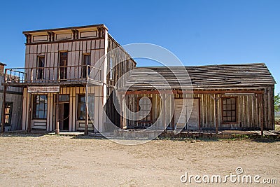Old Wild West Town Movie Set in Mescal, Arizona Stock Photo