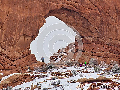 Touring Arches National Park in Winter Stock Photo