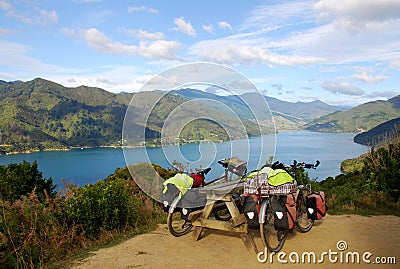 Touring Bicycles in New Zealand Stock Photo