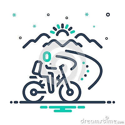 Mix icon for Touring, tourism and cycling Stock Photo