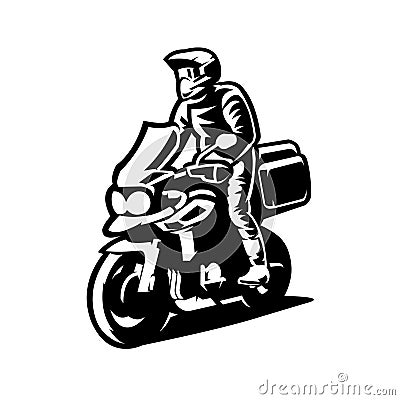 Touring motorbike silhouette vector adventure isolated on white background Vector Illustration