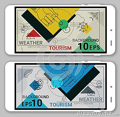 Tourism ad Weather line headers Vector Illustration