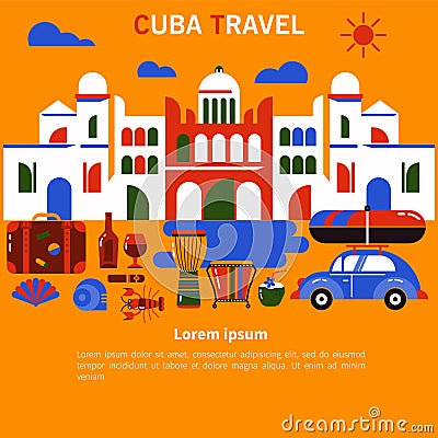 Tourism banner Cuba Havana Vector Illustration