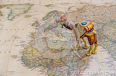 Tourism, culture, wealth of Arab world concept, map of Arab countries Stock Photo