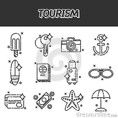 Tourism flat icons set Vector Illustration