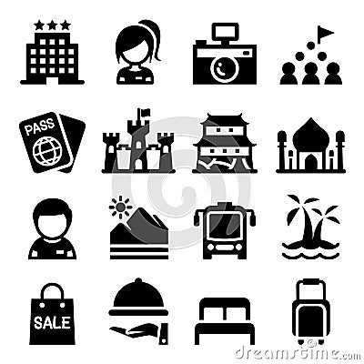 Tourism icon set Cartoon Illustration