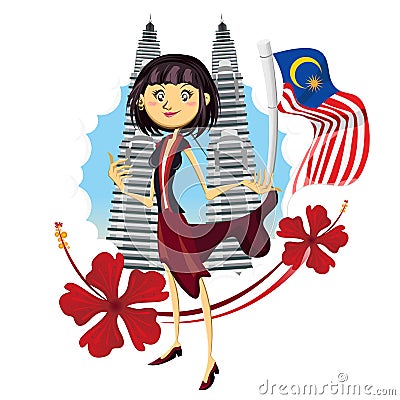 Tourism in Malaysia Truly Asia Illustration Vector Illustration