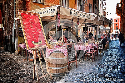 Typical Roman Pizzeria in the historic center Editorial Stock Photo