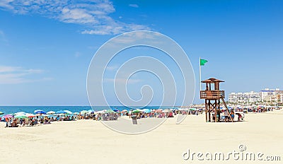 Tourism in spain. View of beach in Rota, Cadiz, Spain. Editorial Stock Photo