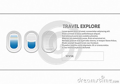 Tourism template brochure and advertise banner., Aircraft window Vector Illustration