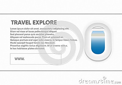 Tourism template brochure and advertise banner., Aircraft window Vector Illustration