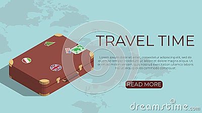 Tourism template concept in isometric style Vector Illustration