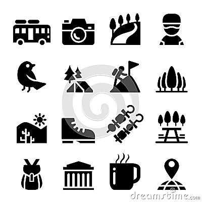 Tourism, travel & Adventure icon set Vector Illustration