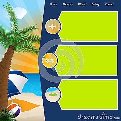 Tourism website template with summer offers Vector Illustration