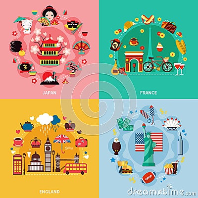 Tourism 2x2 Design Concept Vector Illustration