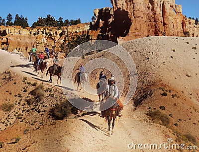 Tourists Ride Horses, Bryce National Park, Utah Editorial Stock Photo