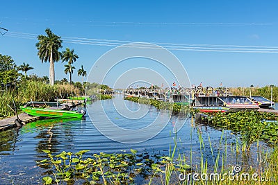 Tourist airboats in Everglades National Park, Florida Editorial Stock Photo
