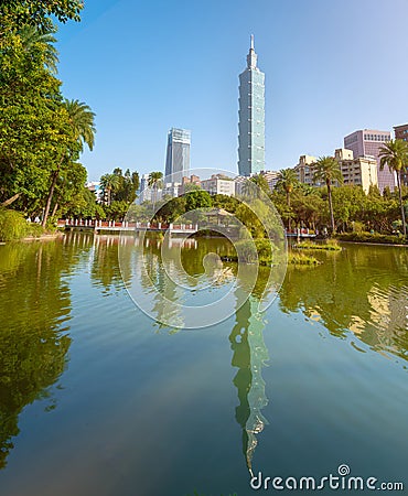 tourist attractions in the city park of taiwan, Asia business concept image, panoramic modern cityscape building in taiwan Stock Photo
