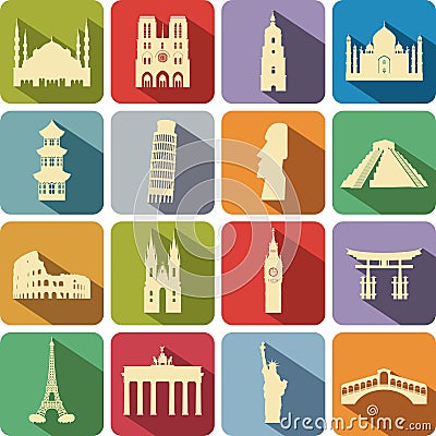 Tourist attractions Vector Illustration