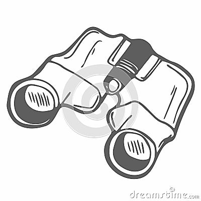 Tourist binoculars isolated on a white backgroun.long-range vision device, image intensifier optical device. Vector illustration Stock Photo
