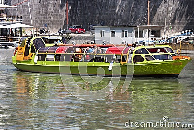 Tourist boat on River Tiber (Rome - Italy) Editorial Stock Photo