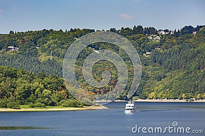 Tourist Boat On Rursee, Germany Stock Photo