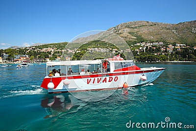 Tourist boat in Srebreno Editorial Stock Photo