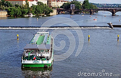 Tourist boat trip, Prague. Editorial Stock Photo