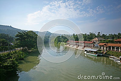 A tourist boat waits at the terminal ready for tours of the Loboc River, in Bohol, the Philippines Editorial Stock Photo