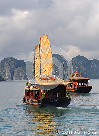 Tourist boats , Halong bay Vietnam Editorial Stock Photo