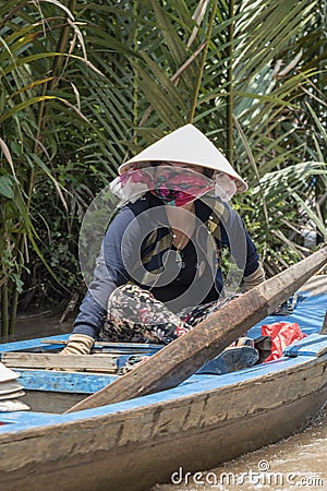 Tourist boats on the Mekong Delta Editorial Stock Photo