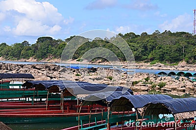 Tourist Boats, Usumacinta River, Chiapas, Mexico Editorial Stock Photo