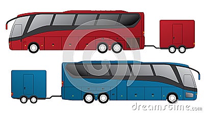 Tourist bus with attached trailer Stock Photo