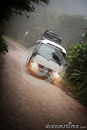 Tourist bus near Monteverde Costa Rica Stock Photo